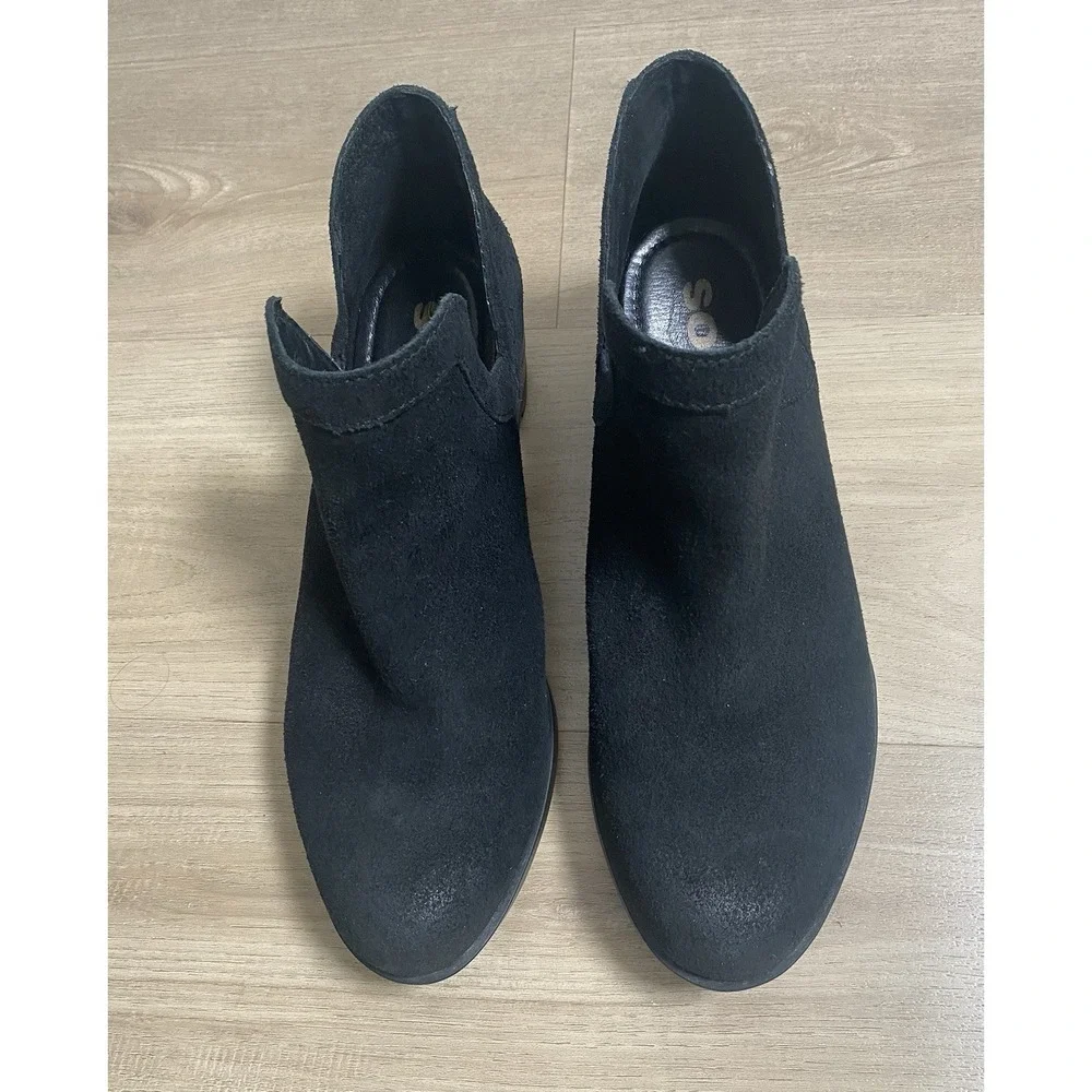 Sorel Lolla‎ Cut Out Ankle Boots Black Suede NL3379-010 Women's 10